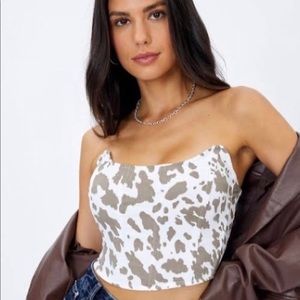 Glassons Lace up Corset Top in Cowprint